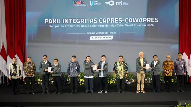 Capres Dan Cawapres Hadiri Paku Integeritas Di Kpk