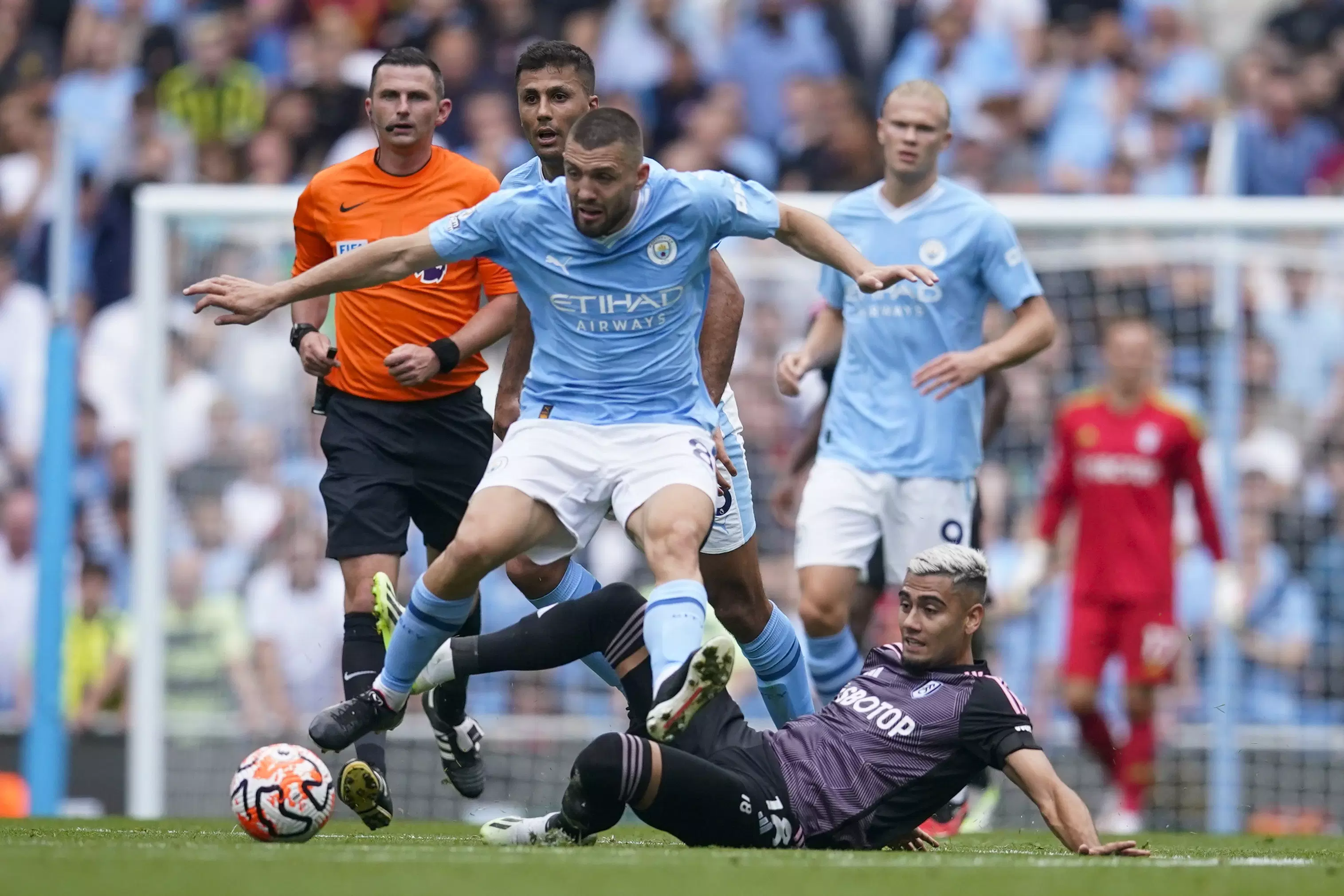 Laga Manchester City (Man City) vs Fulham di Stadion Etihad, Sabtu, 2  September 2023.