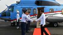 Semarakkan HUT Ke-75 RI, Helikopter Kepresidenan Dicat Merah Putih