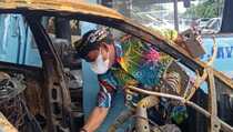 Gubernur Kaltara Hanya Gelengkan Kepala Melihat Bangkai Mobil Camry Terbakar