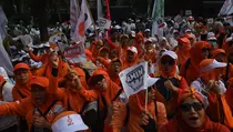 Kader PKB, Nasdem, dan PKS Tumpah Ruah Antar Anies-Cak Imin Daftar ke KPU