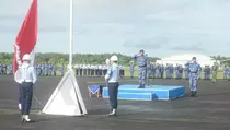 Hormati Korban Kecelakaan Pesawat, Lanud Raden Sadjad Natuna Kibarkan Bendera Setengah Tiang