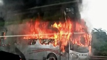Bus Terbakar di Tol Purbaleunyi