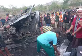 Kecelakaan Mobil Jatuh ke Jurang, Pasutri di NTB Meninggal Terbakar