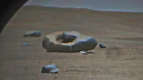 Wahana antariksa penjelajah Perseverance NASA melihat sebuah batu berbentuk aneh di Planet Mars.