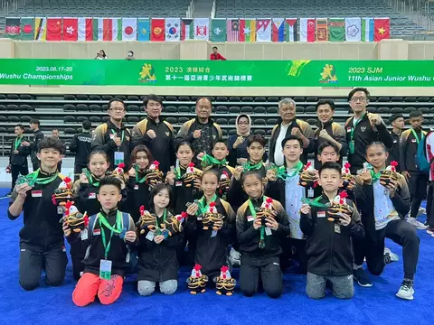 Timnas Wushu Junior Indonesia sukses merebut 6 medali emas, 14 perak dan 10 perunggu pada Kejuaraan Asia Wushu Junior XI/2023 bertajuk 11th Asia Junior Wushu Championship 2023 yang berlangsung di Macao, 14-20 Agustus 2023.