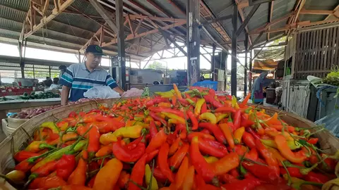 Pedagang cabai di Kabupaten Kediri, Jawa Timur.