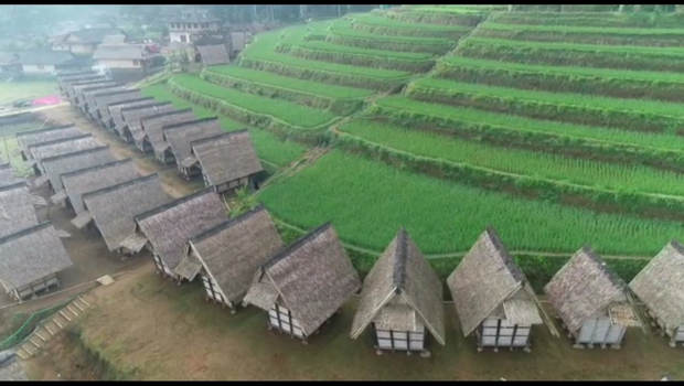 
Lumbung padi di Kasepuhan Ciptagelar tempat menyimpan gabah hasil panen.