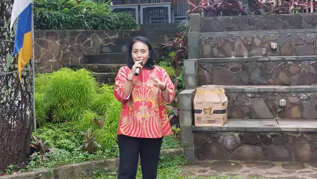 Menteri Pemberdayaan Perempuan dan Perlindungan Anak (PPPA) Bintang Puspayoga di acara Media Gathering Kementerian Pemberdayaan Perempuan dan Perlindungan Anak (KPPPA), di Bogor, Jawa Barat, Rabu, 1 Februari 2023.