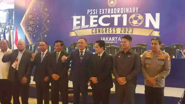 Pembukaan Kongres Luar Biasa (KLB PSSI) 2023 di Hotel Shangri La, Jakarta, pada Kamis, 16 Februari 2023.