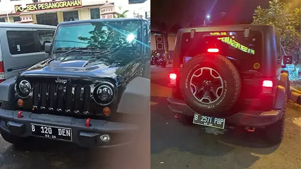 Jeep Rubicon yang digunakan untuk menjemput korban.