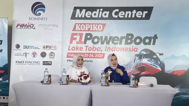 Kepala Badan, Meteorologi, Klimatologi, dan Geofisika, Dwikorita Karnawati saat jumpa pers di Media Center F1 Powerboat Danau Toba, Sabtu, 25 Februari 2023.