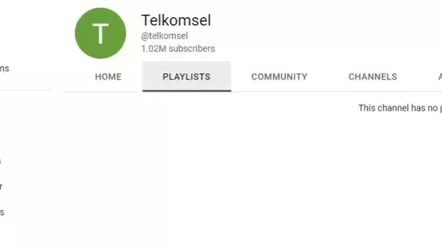 Konten-konten akun Youtube Telkomsel hilang
