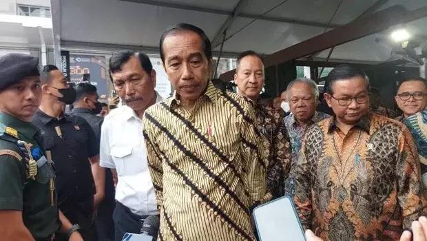 Presiden Joko Widodo saat menghadiri Business Matching, Produk Dalam Negeri Tahun 2023 di Jakarta, Rabu, 15 Maret 2023.