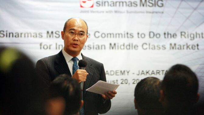 Presiden Direktur PT Asuransi Jiwa Sinarmas MSIG (Sinarmas MSIG Life) Johnson Chai memberi keterangan kepada wartawan di Jakarta. 