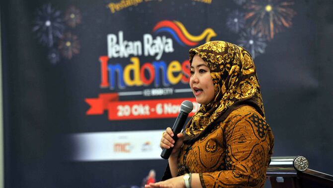 Sekjen Pekan Raya Indonesia (PRI) Hyang I. Mihardja  dalam acara Media Networking perihal penyelenggaraan Pekan Raya Indonesia Oktober 2016 di ICE BSD  City, Selasa (10/5/2016). BeritaSatu Photo/Mohammad Defrizal