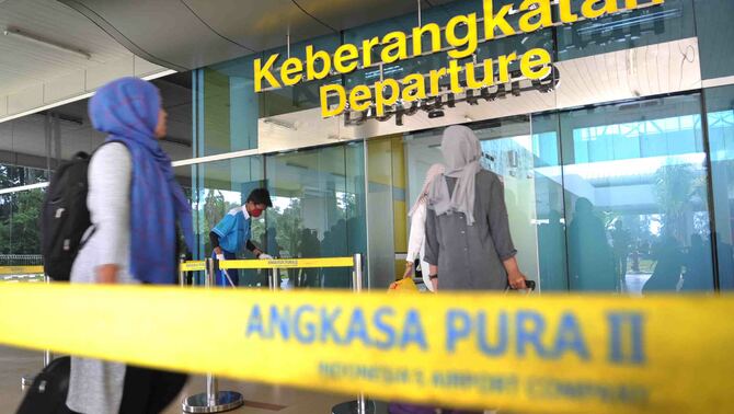 Pintu keberangkatan Terminal baru Bandara Sultan Thaha Syaifuddin, Jambi. BeritaSatu Photo/Mohammad Defrizal
