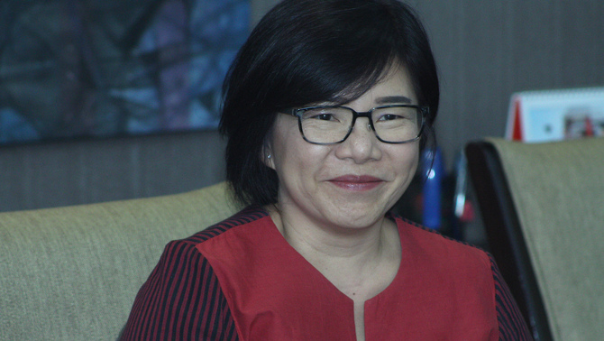 Direktur Eksekutif APPNIA Dr. Poppy Kumala saat media visit APPNIA ke redaksi BeritaSatu Media Holdings, Jakarta, Senin 11 November 2019. APPNIA mengangkat isu cegah stunting pada anak dengan mendukung program pemerintah di bidang kesehatan. 