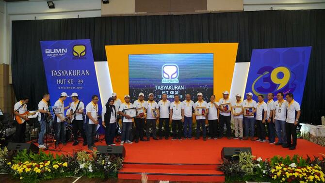PT Brantas Abipraya (Persero) menggelar acara tasyakuran hari ulang tahun Abipraya ke-39 tahun dengan tema 'Membangun dengan Berbagi kepada Sesama' di Jakarta, Selasa (12/11/2019).