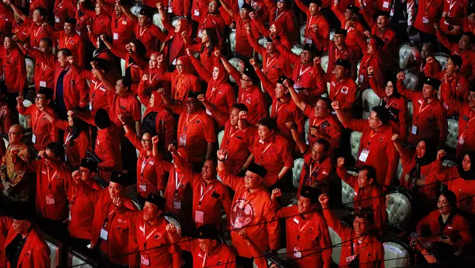 Suasana Rakernas V PDI Perjuangan di Ancol, Jakarta, Jumat, 24 Mei 2024.
