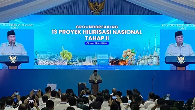 Presiden Prabowo Subianto resmi meluncurkan groundbreaking Hilirisasi Nasional Tahap II yang mencakup 13 proyek strategis di berbagai wilayah Indonesia, Rabu 29 April 2026.