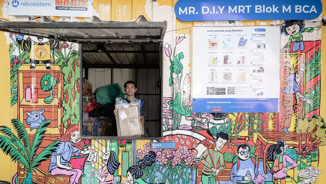 Waste Station ini dikembangkan bersama Rekosistem dan mampu menampung hingga 120–150 kg sampah anorganik per hari.