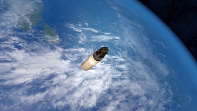 Ilustrasi peluncuran roket Ariane 5 yang membawa satelit BRIsat dari Kourou, Guyana.