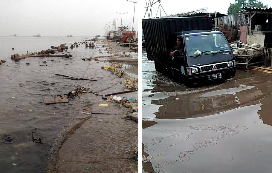 Dampak Supermoon, Muara Angke Terendam Banjir Rob