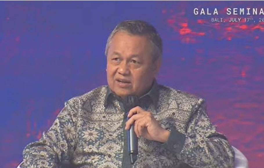 Gubernur Bank Indonesia Perry Warjiyo dalam Gala Seminar G20 di Nusa Dua, Bali, 17 Juli 2022.