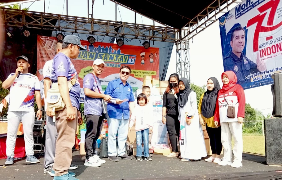 Memeriahkan peringatan HUT ke-77 RI, DPD Nasdem Kabupaten Bogor menyelenggarakan berbagai kegiatan dan lomba, serta santunan kepada anak yatim.