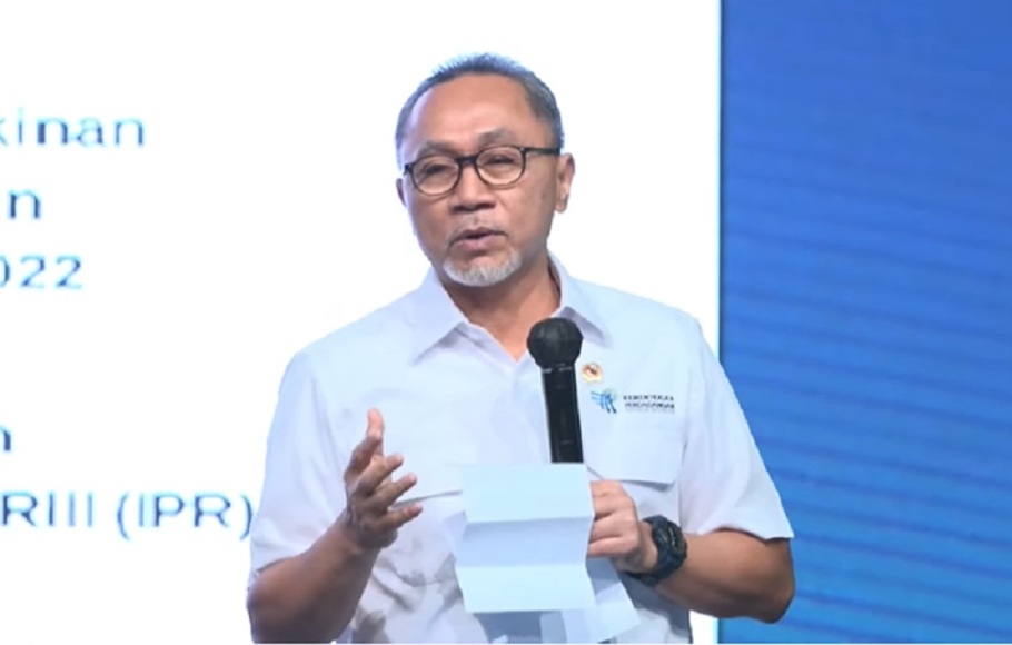 Menteri Perdagangan Zulkifli Hasan saat menjadi pembicara dalam Konferensi Maju Digital GoTo di Kota Kasablanka, Jakarta Selatan, 27 Oktober 2022.