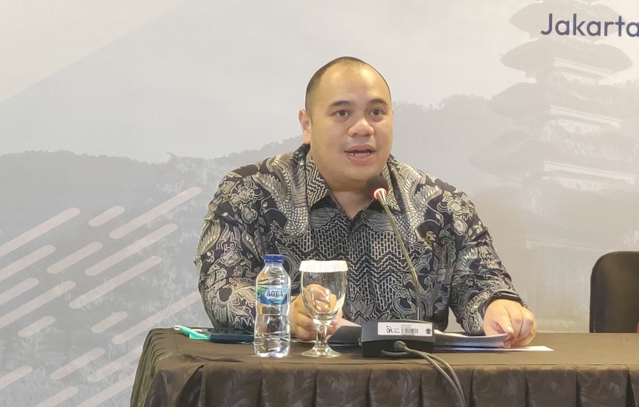 Ketua Umum Asosiasi Fintech Indonesia (Aftech) Pandu Sjahrir di acara konferensi pers pra-acara 4th Indonesia Fintech Summit dan Bulan Fintech Nasional 2022, di Jakarta, 7 November 2022. 