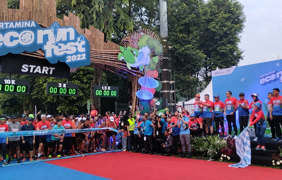 Event lari Pertamina Eco Run resmi digelar di Istora Senayan, Jakarta Pusat pada hari ini, Minggu (27/11/2022).