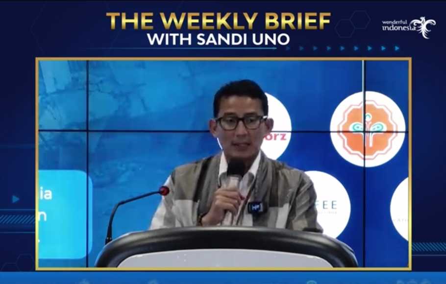 Menteri Pariwisata dan Ekonomi Kreatif (Menparekraf) Sandiaga Uno dalam The Weekly Brief with Sandi Uno, Senin, 28 November 2022.