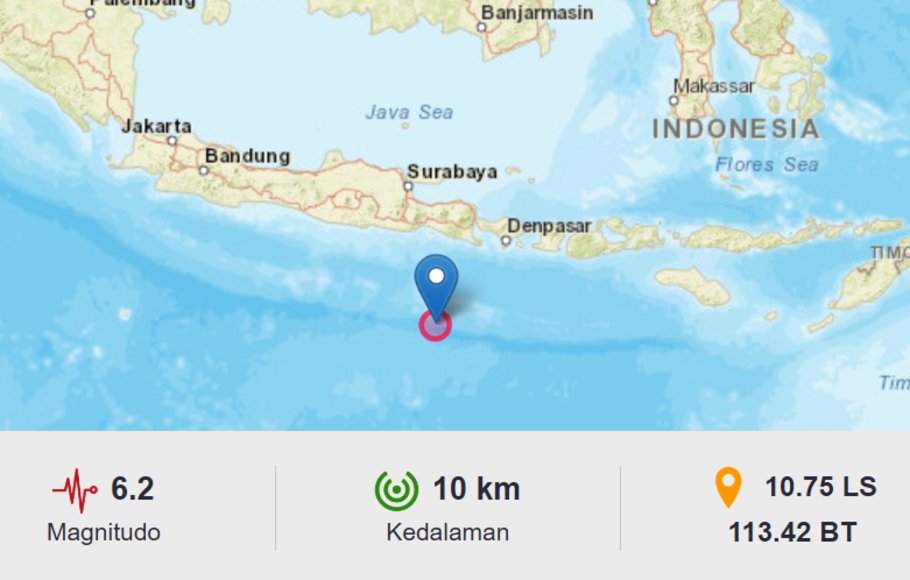 Gempa berkekuatan M 6,2 landa Jawa Timur, Selasa, 6 Desember 2022.
