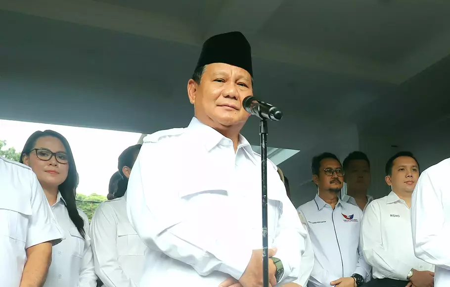 Ketua Umum Partai Gerindra Prabowo Subianto di Jalan Kartanegara 4, Jakarta Selatan, Rabu (5/4/2023)