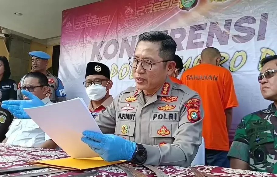 Kapolres Depok, Kombes Ahmad Fuady saat menggelar ungkap kasus bersama Forkopimda di Polres Metro Depok, Jumat pagi, 14 April 2023.