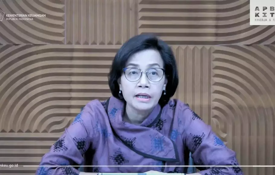 Menteri Keuangan Sri Mulyani Indrawati dalam konferensi pers APBN Kinerja dan Fakta (KiTa) yang berlangsung secara virtual, 17 April 2023.  