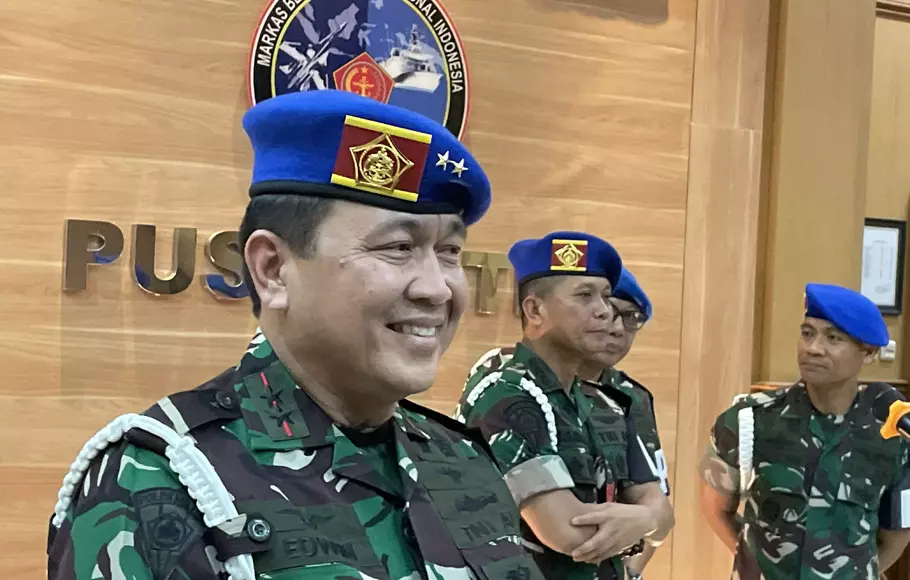 Komandan Pusat Polisi Militer (Danpuspom) TNI Laksamana Muda (Laksda) Edwin, dalam konferensi pers di Mabes TNI, Cilangkap, Jakarta Timur, Jumat, 21 April 2023.