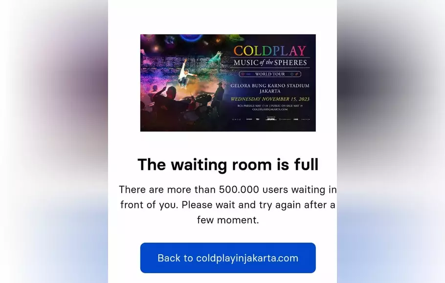 Tiket konser Coldplay ludes terjual, Rabu 17 Mei 2023.