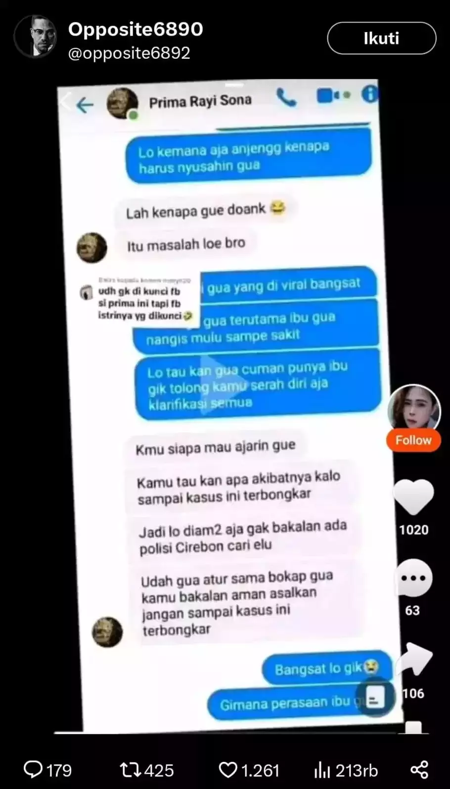 Isi Percakapan yang diduga antara pelaku DPO Kasus Vina Cirebon beredar di media sosial - (X/@opposite6892)