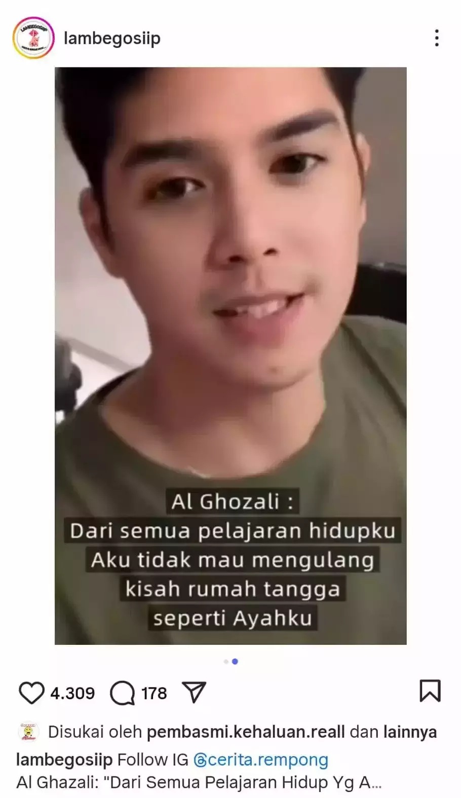 Al Ghazali mengaku rumah tangganya dengan Alyssa Daguise tidak ingin seperti ayahnya, Ahmad Dhani. - (Beritasatu.com/Instagram)