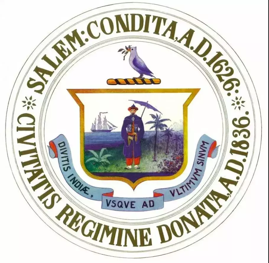 Logo resmi Kota Salem, Massachusetts, Amerika Serikat sejak 1839. Sosok pria dalam logo ini diyakini Po Adam, bangsawan Aceh sekaligus saudagar lada. - (Beritasatu.com/Salemma.gov)