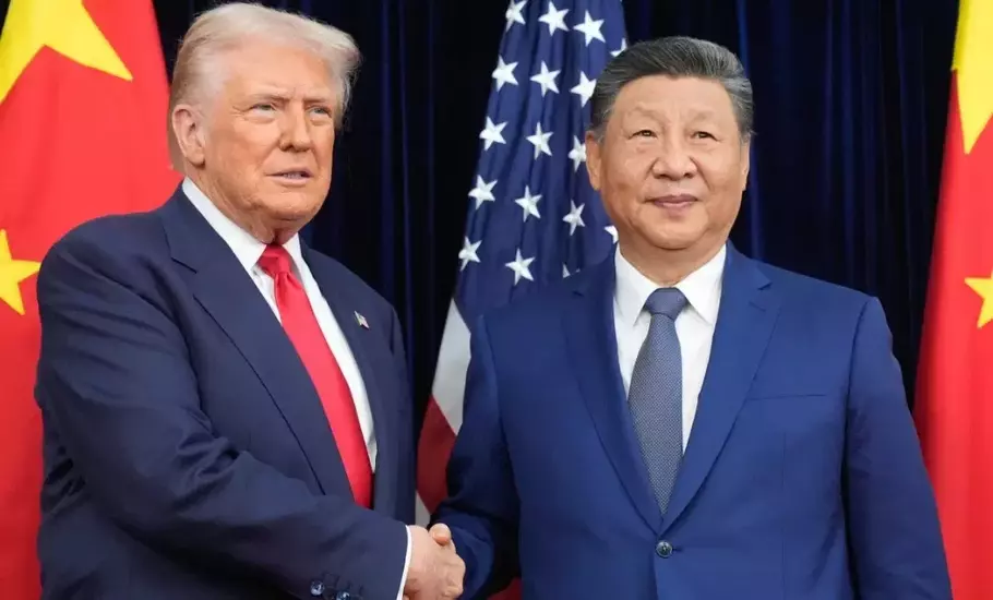 Presiden China Xi Jinping memuji sejumlah upaya Presiden Amerika Serikat Donald Trump dalam mewujudkan perdamaian dunia. - (AP Photo/Mark Schiefelbein)