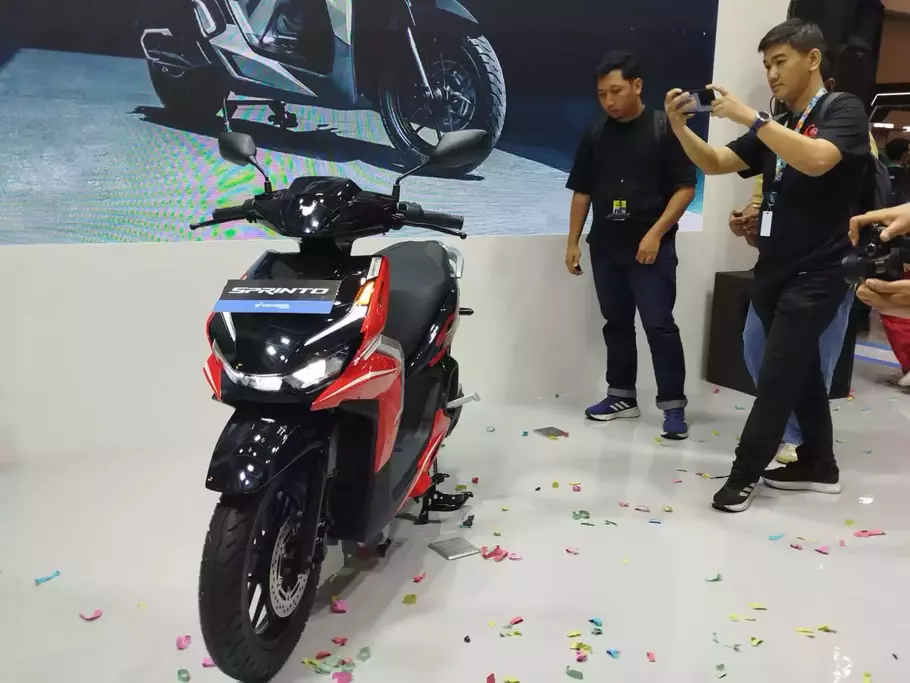 Indomobil eMotor meluncurkan motor listrik ketiga mereka, Sprinto. - (Beritasatucom/Wahyu Sahala Tua)