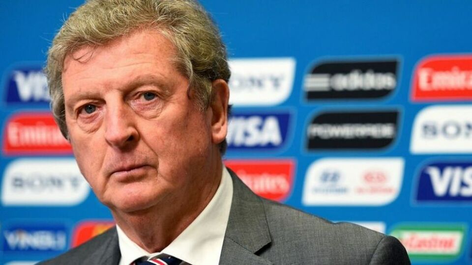 Ekspresi pelatih Inggris Roy Hodgson di sesi konferensi pers usai laga lawan Uruguay di Arena Sao Paulo, 19 Juni 2014. Inggris kalah 1-2.