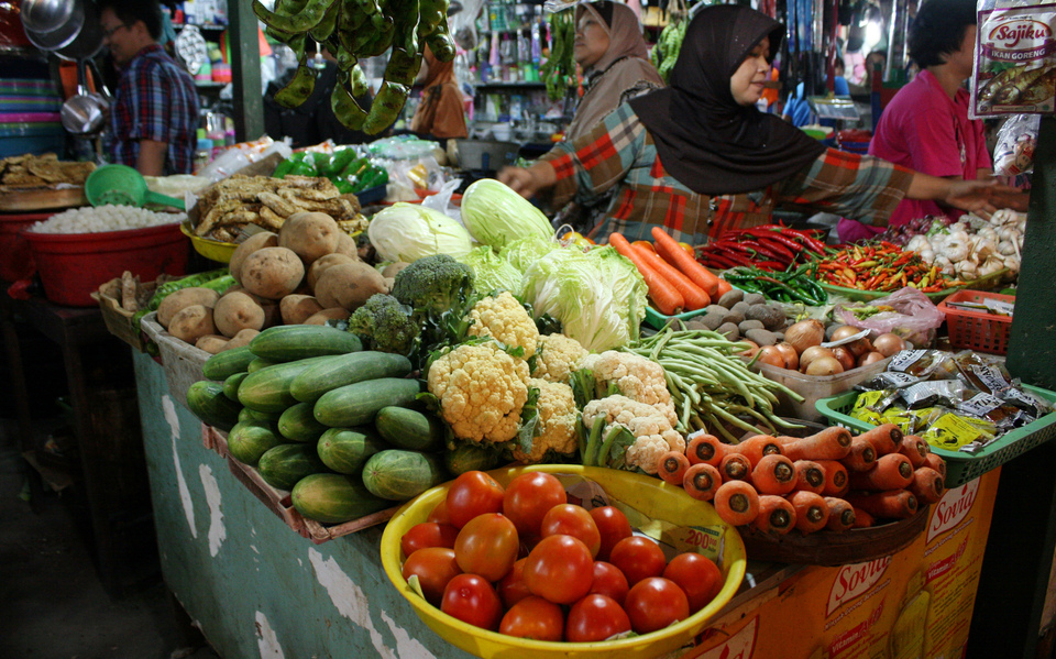 Ilustrasi pedagang sayuran di pasar