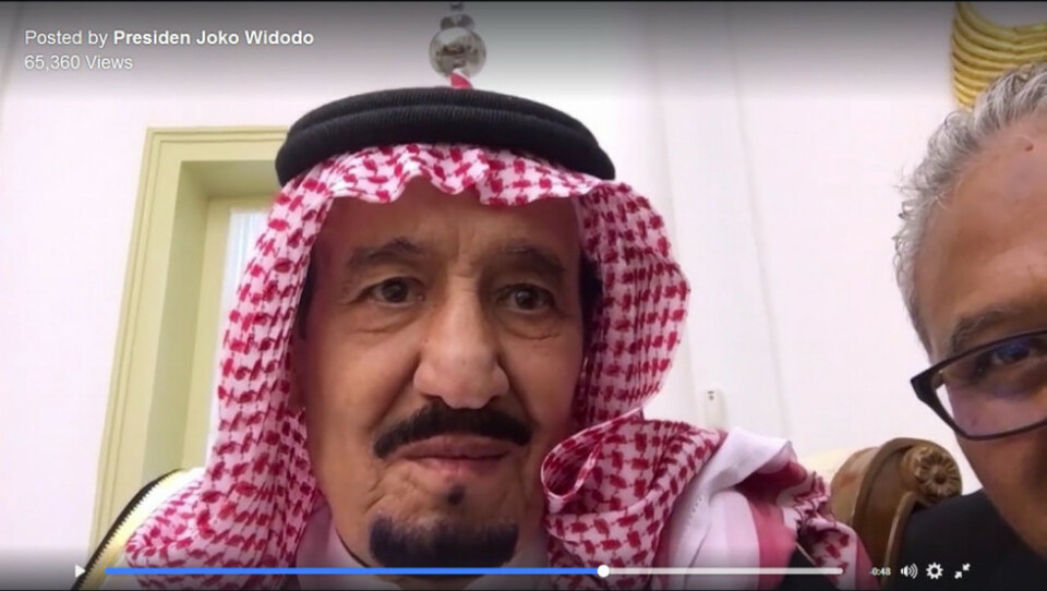 Raja Arab Saudi Salman bin Abdulaziz Al Saudi tampil dalam Vlog Presiden Joko Widodo, 1 Maret 2017.