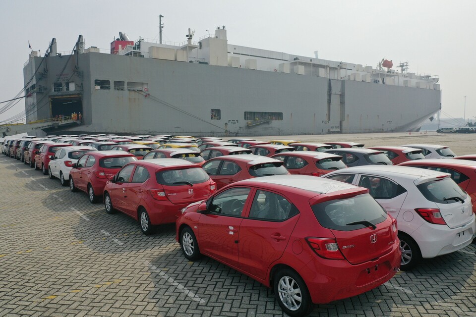 PT Honda Prospect Motor (HPM) mulai mengirimkan All New Honda Brio untuk pasar ekspor dari pelabuhan Tanjung Priok, Jakarta, 10 April 2019.