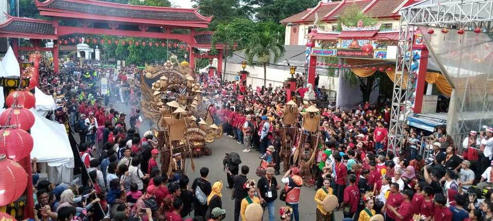 Semarak perayaan Street Festival Cap Go Meh di Kawasan Pecinan Sukyakenca, Kota Bogor, Sabtu, 8 Februari 2020.

